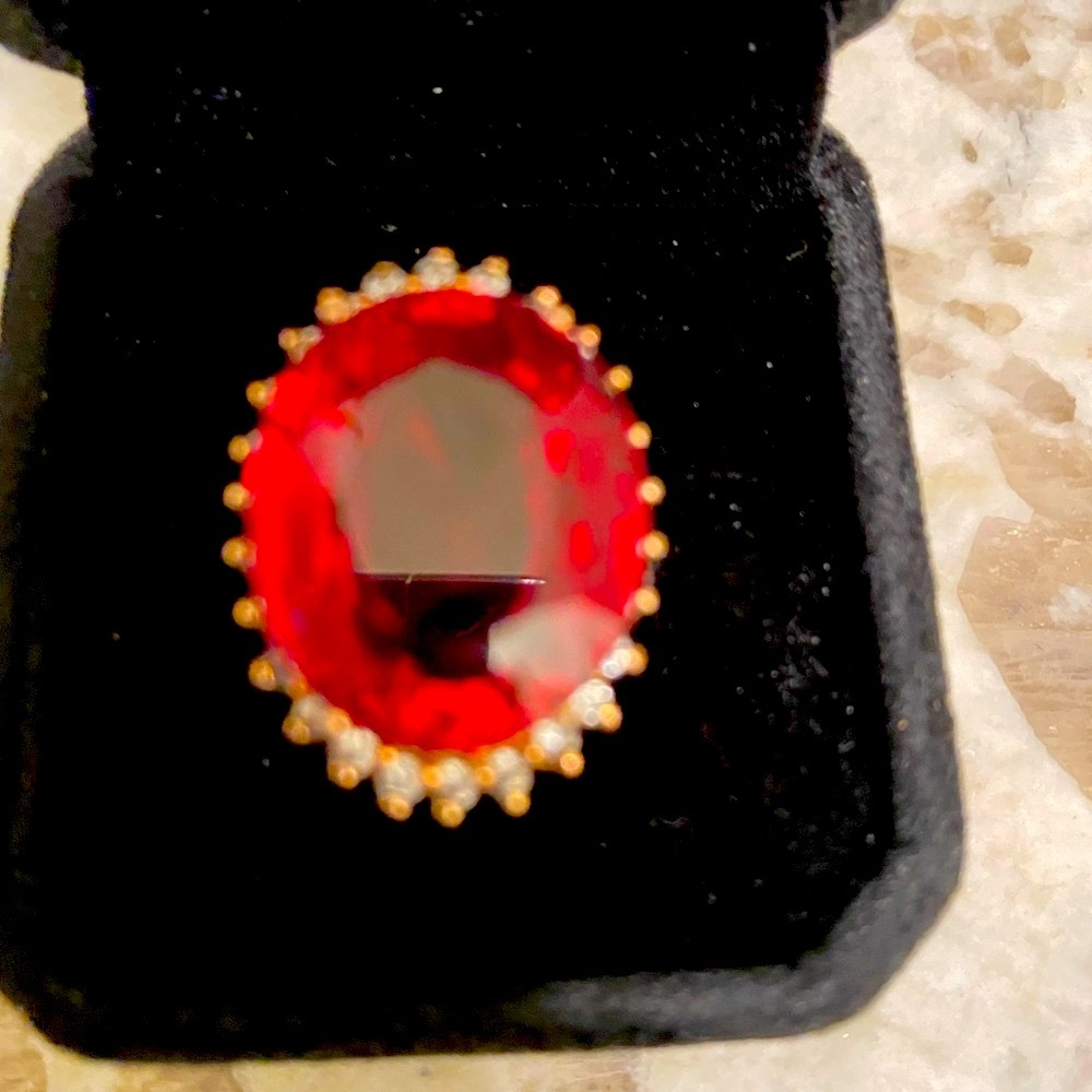 Natural RED Natural Rubellite Tourmaline  RING SIZE  6 .5